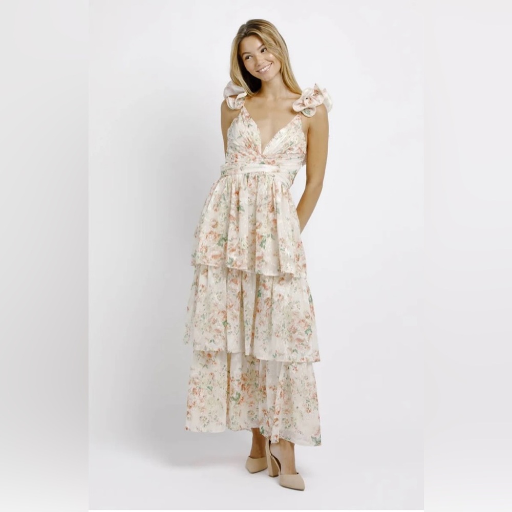 Floral maxi dress tiered spring